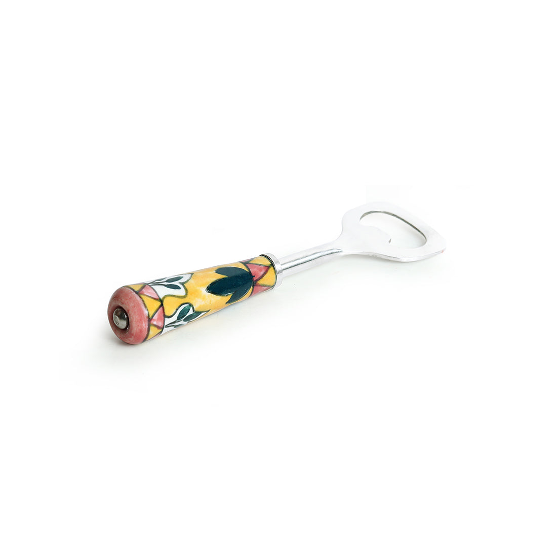 'The Mughal Patti' Handpainted Bottle Opener In Stainless Steel & Ceramic