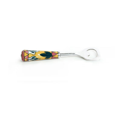 'The Mughal Patti' Handpainted Bottle Opener In Stainless Steel & Ceramic