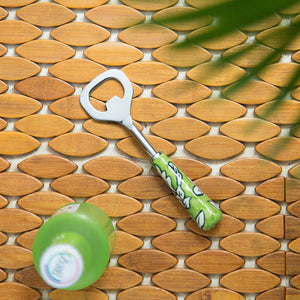 'The Mughal Zahri' Handpainted Bottle Opener In Stainless Steel & Ceramic