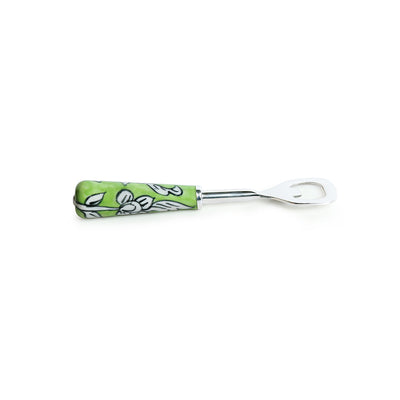 'The Mughal Zahri' Handpainted Bottle Opener In Stainless Steel & Ceramic