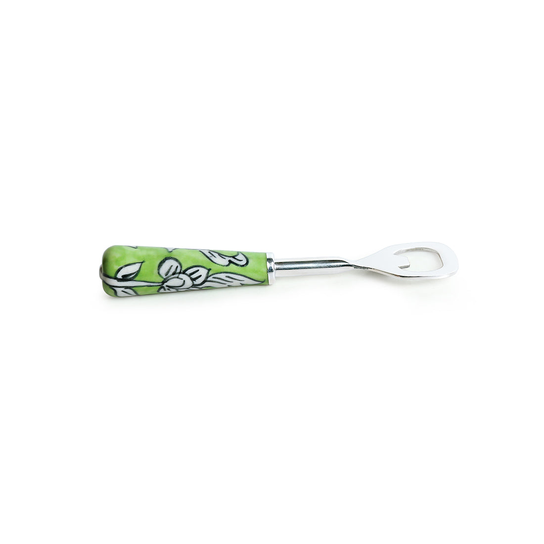 'The Mughal Zahri' Handpainted Bottle Opener In Stainless Steel & Ceramic