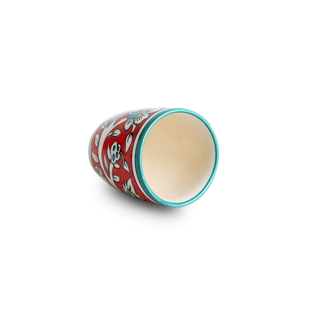 'Mughal Rims' Floral Handpainted Tea & Coffee Mugs In Ceramic (Set of 2)