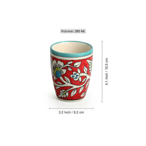 'Mughal Rims' Floral Handpainted Tea & Coffee Mugs In Ceramic (Set of 2)