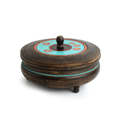 'Desert Stash' Handpainted Chapati Box In Mango Wood
