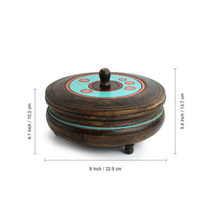 'Desert Stash' Handpainted Chapati Box In Mango Wood
