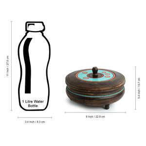 'Desert Stash' Handpainted Chapati Box In Mango Wood