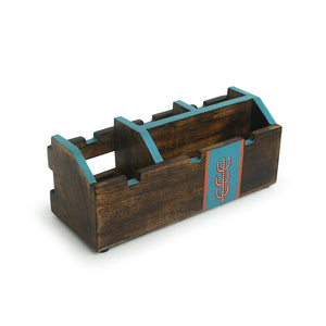 'Oasis Spaces' Handpainted Cutlery Holder In Mango Wood (4 Partitions)