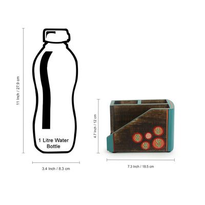 'Desert Staircase' Handpainted Cutlery Holder In Mango Wood (3 Partitions)