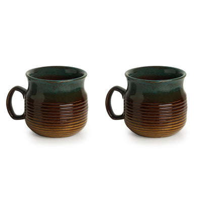'Amber & Teal' Studio Pottery Mugs in Ceramic (Set Of 2)
