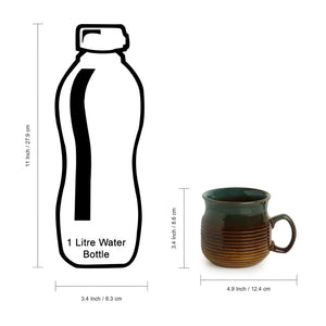 'Amber & Teal' Studio Pottery Mugs in Ceramic (Set Of 2)