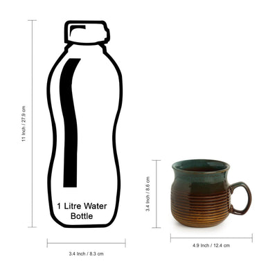 'Amber & Teal' Studio Pottery Mugs in Ceramic (Set Of 2)