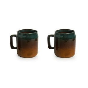 'Amber & Teal' Studio Pottery Mugs In Ceramic (Set Of 2)