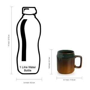 'Amber & Teal' Studio Pottery Mugs In Ceramic (Set Of 2)