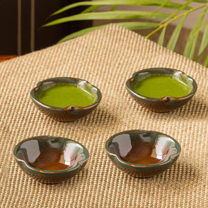 'Amber & Teal' Chutney & Pickle Bowls In Ceramic (Set Of 4)