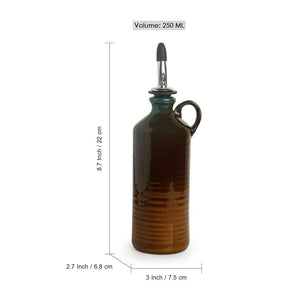'Amber & Teal' Studio Pottery Oil Bottle In Ceramic (250 ml)