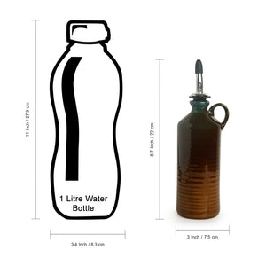 'Amber & Teal' Studio Pottery Oil Bottle In Ceramic (250 ml)