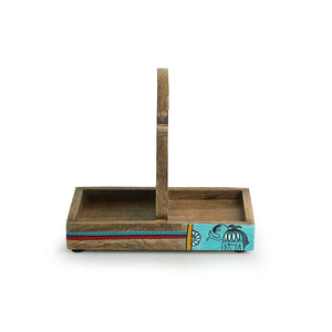 'Earthen Elephant' Handmade Coffee & Tea Glasses Set In Terracotta With Tray (Set of 2, 270 ML)