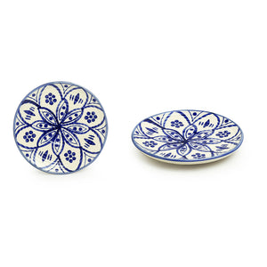 'Moroccan Floral' Handpainted Studio Pottery Tea Cups With Saucers In Ceramic (Set of 6, Microwave Safe)