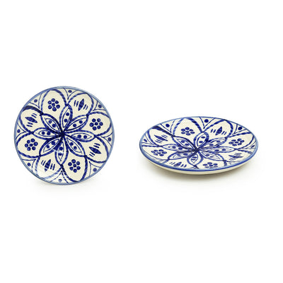 'Moroccan Floral' Handpainted Studio Pottery Tea Cups With Saucers In Ceramic (Set of 6, Microwave Safe)