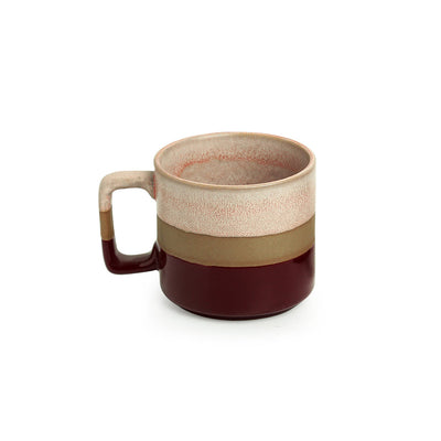 'Crimson Peaches' Hand Glazed Studio Pottery Tea & Coffee Mugs In Ceramic (Set of 2, 361 ML, Microwave Safe)