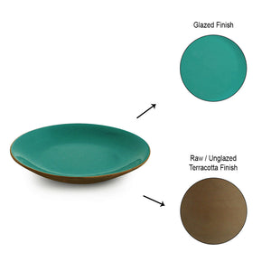 'Earthen Turquoise' Hand Glazed Side/Quarter Plates In Ceramic (Set of 6, Microwave Safe)