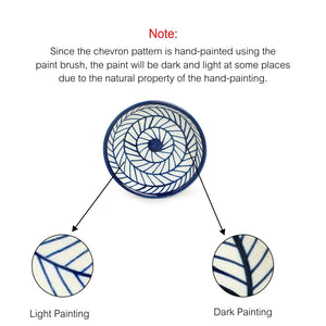 'Indigo Chevron' Handpainted Ceramic Chutney Bowls (Set of 2, 25 ML, Microwave Safe)