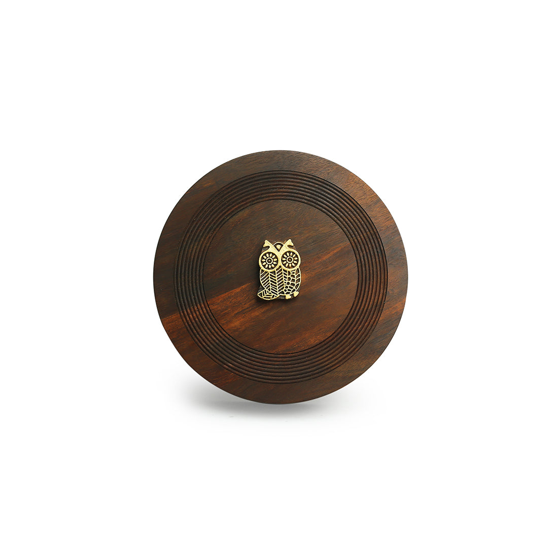 'Mystic Owl Block' Hand Carved Spice Box With Spoon In Sheesham Wood (7 Compartments, 80 ML)