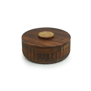 'Floral Block' Hand Carved Salad & Chapati Box In Sheesham Wood