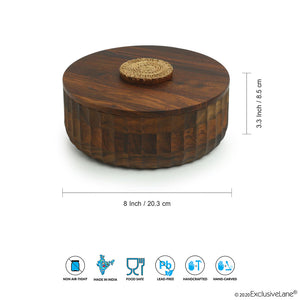 'Floral Block' Hand Carved Salad & Chapati Box In Sheesham Wood