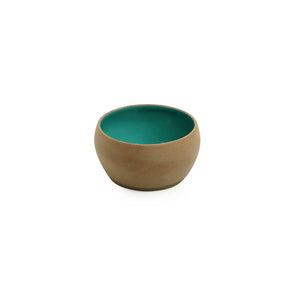 'Earthen Turquoise' Hand Glazed Dining Bowl Katoris In Ceramic (Set of 6, 180 ML, Microwave Safe)