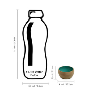 'Earthen Turquoise' Hand Glazed Dining Bowl Katoris In Ceramic (Set of 6, 180 ML, Microwave Safe)