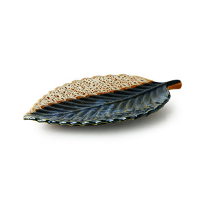 'The Banana Leaf' Serving Platter In Ceramic (13 Inch, Microwave Safe)