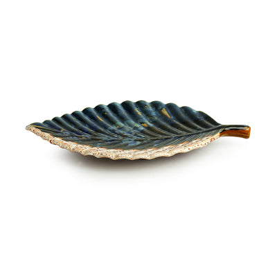 'The Banana Leaf' Serving Platter In Ceramic (13 Inch, Microwave Safe)