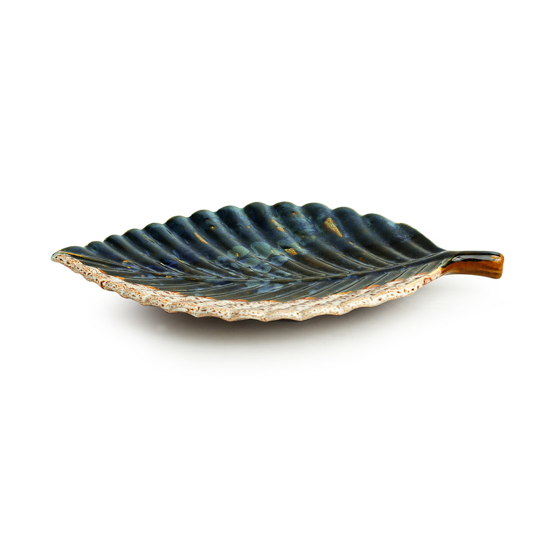 'The Banana Leaf' Serving Platter In Ceramic (13 Inch, Microwave Safe)