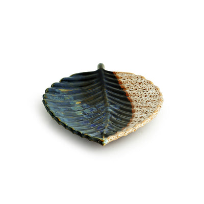 'The Banana Leaf' Serving Platter In Ceramic (13 Inch, Microwave Safe)