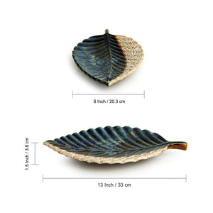 'The Banana Leaf' Serving Platter In Ceramic (13 Inch, Microwave Safe)