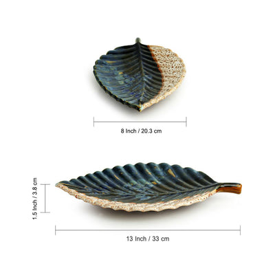 'The Banana Leaf' Serving Platter In Ceramic (13 Inch, Microwave Safe)