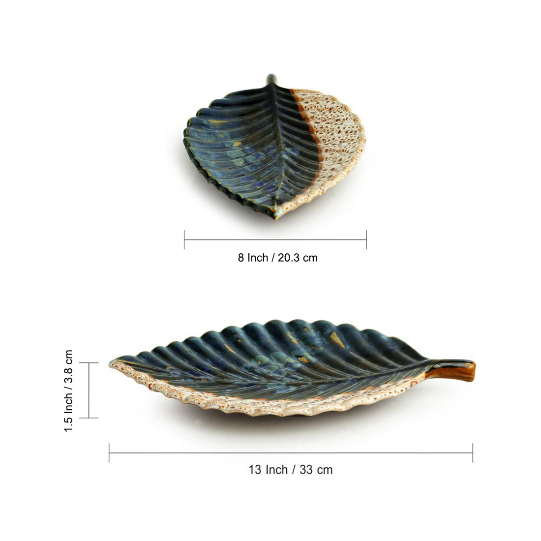 'The Banana Leaf' Serving Platter In Ceramic (13 Inch, Microwave Safe)