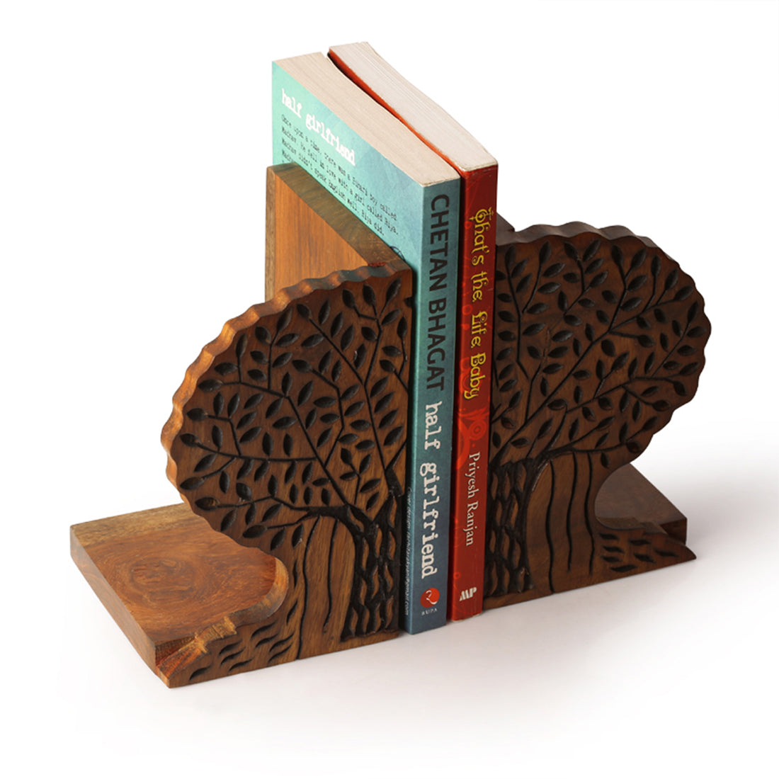 'Tree Of Life' - Hand Carved Sheesham Wood Bookend