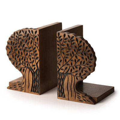 'Tree Of Life' - Hand Carved Sheesham Wood Bookend