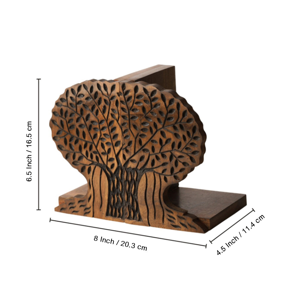 'Tree Of Life' - Hand Carved Sheesham Wood Bookend