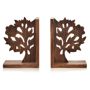 'Tree Of Life' - Hand Carved & Engraved Sheesham Wood Bookend