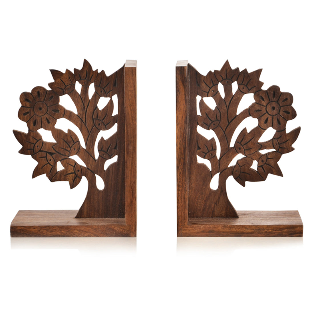 'Tree Of Life' - Hand Carved & Engraved Sheesham Wood Bookend