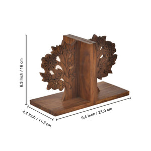'Tree Of Life' - Hand Carved & Engraved Sheesham Wood Bookend
