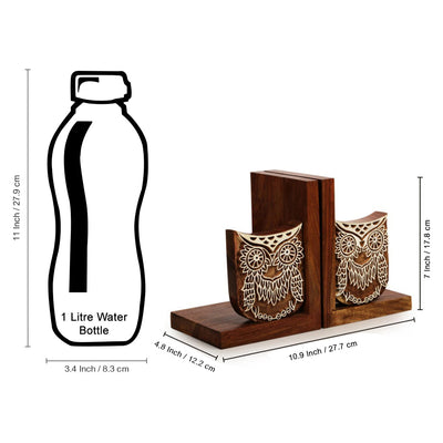 'Owl' - Hand Engraved Sheesham Wood Bookend