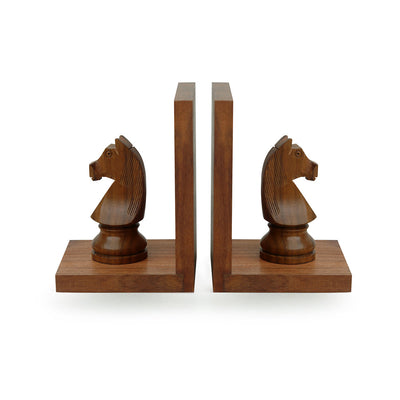 'Chess Horse' Hand Carved Sheesham Wood Bookend