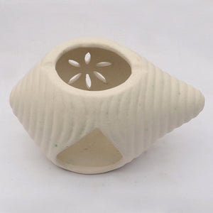 'Shankh Shaped' Ceramic Oil Burner In White