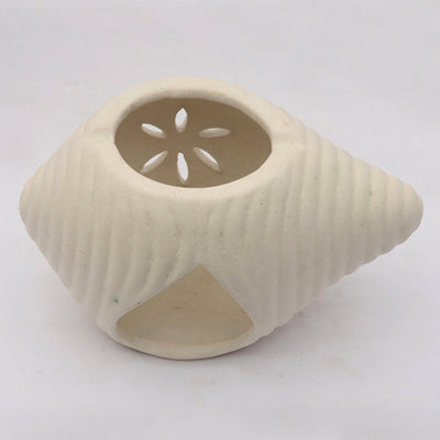 'Shankh Shaped' Ceramic Oil Burner In White