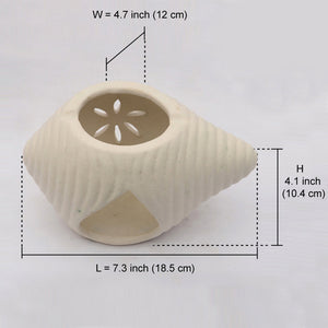 'Shankh Shaped' Ceramic Oil Burner In White
