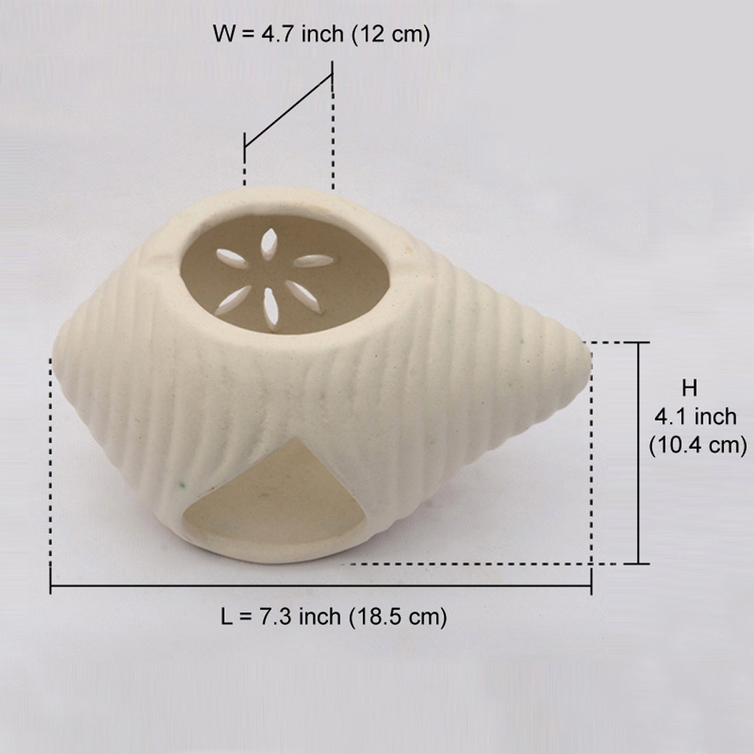 'Shankh Shaped' Ceramic Oil Burner In White
